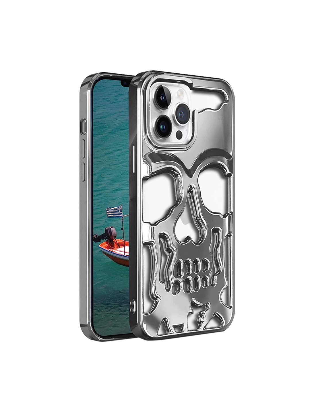 

Karwan Skull Design Horror Skeleton iPhone 12 Pro Max Phone Back Case, Grey