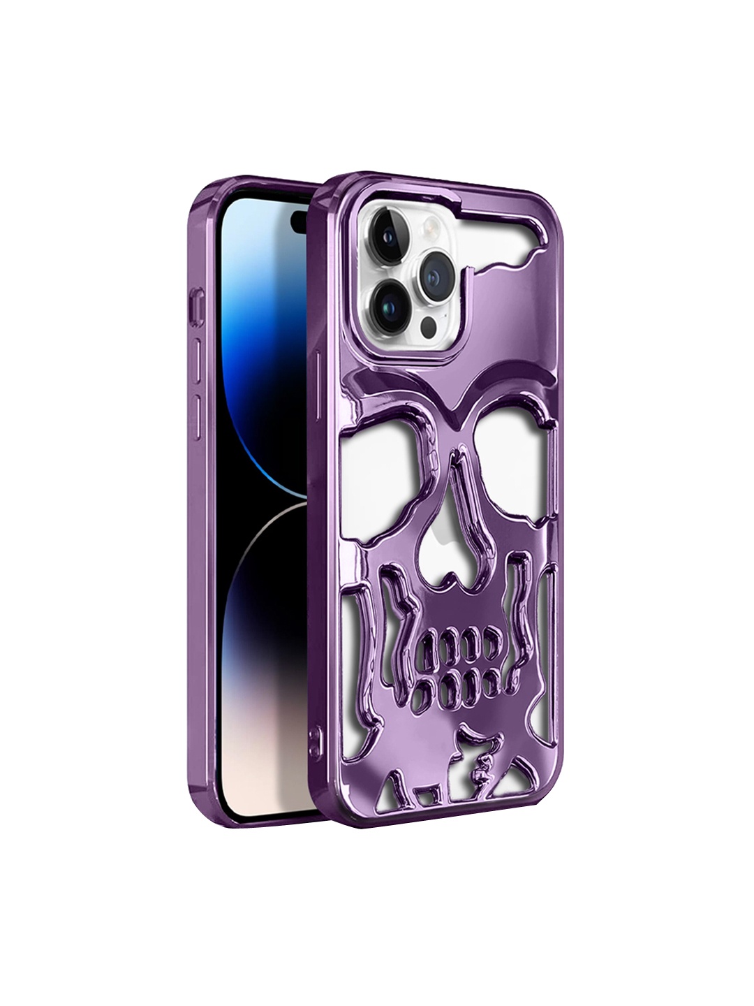 

Karwan Skull Design Horror Skeleton iPhone 14 Pro Max Phone Back Case, Purple