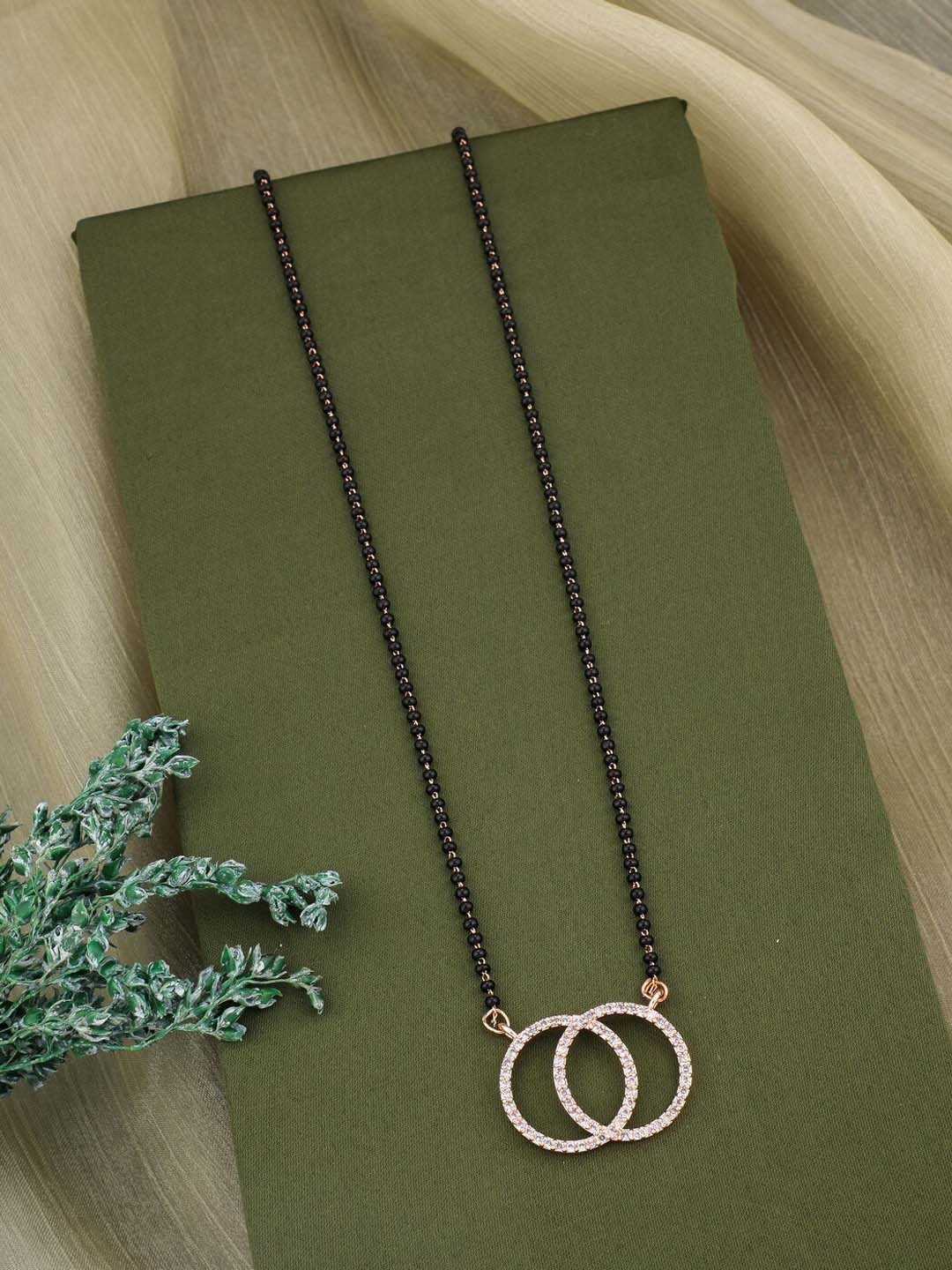 

Vita Bella Rose Gold-Plated AD-Studded & Beaded Mangalsutra