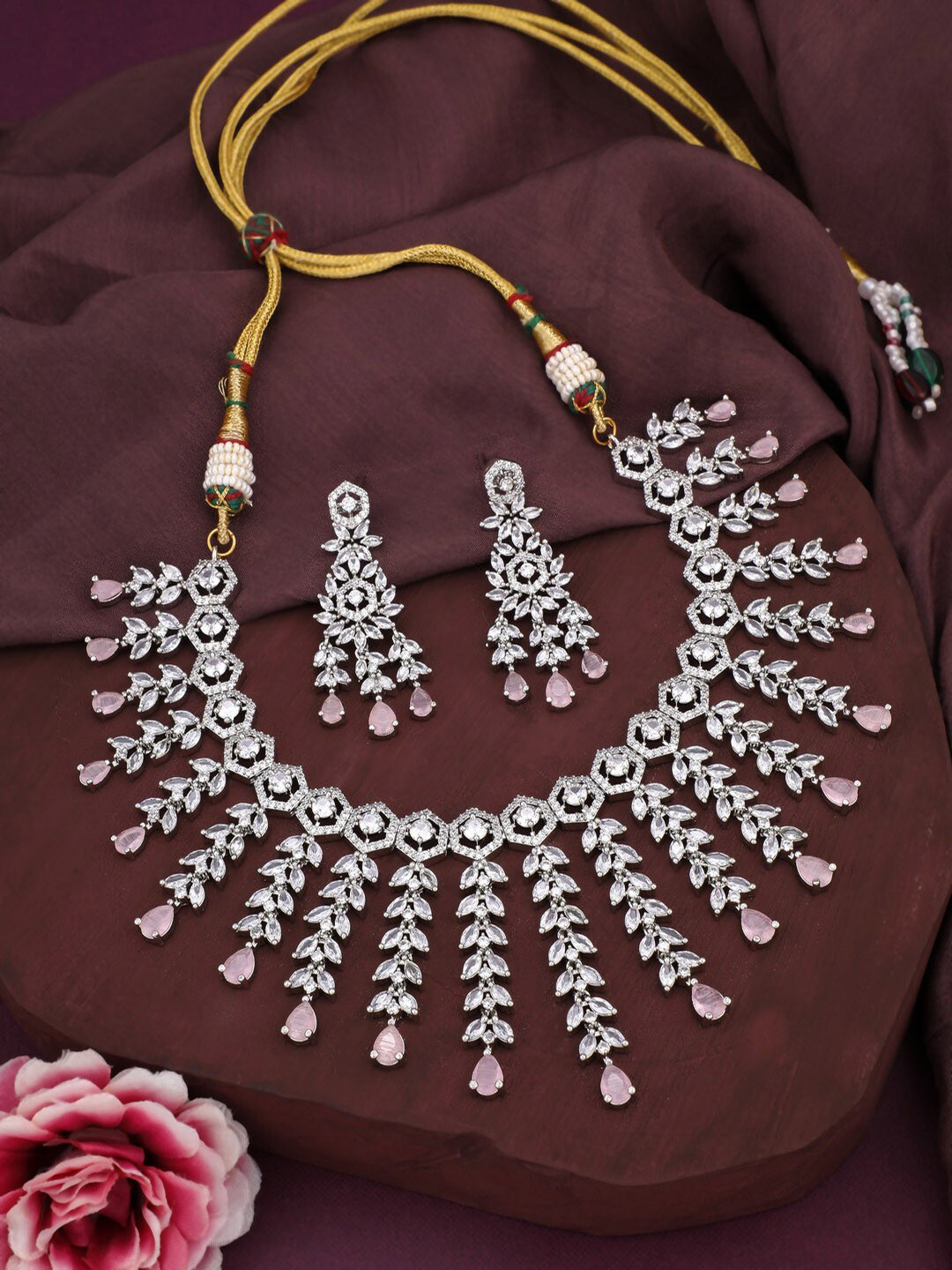 

Vita Bella Silver-Plated Stone-Studded Jewellery Set