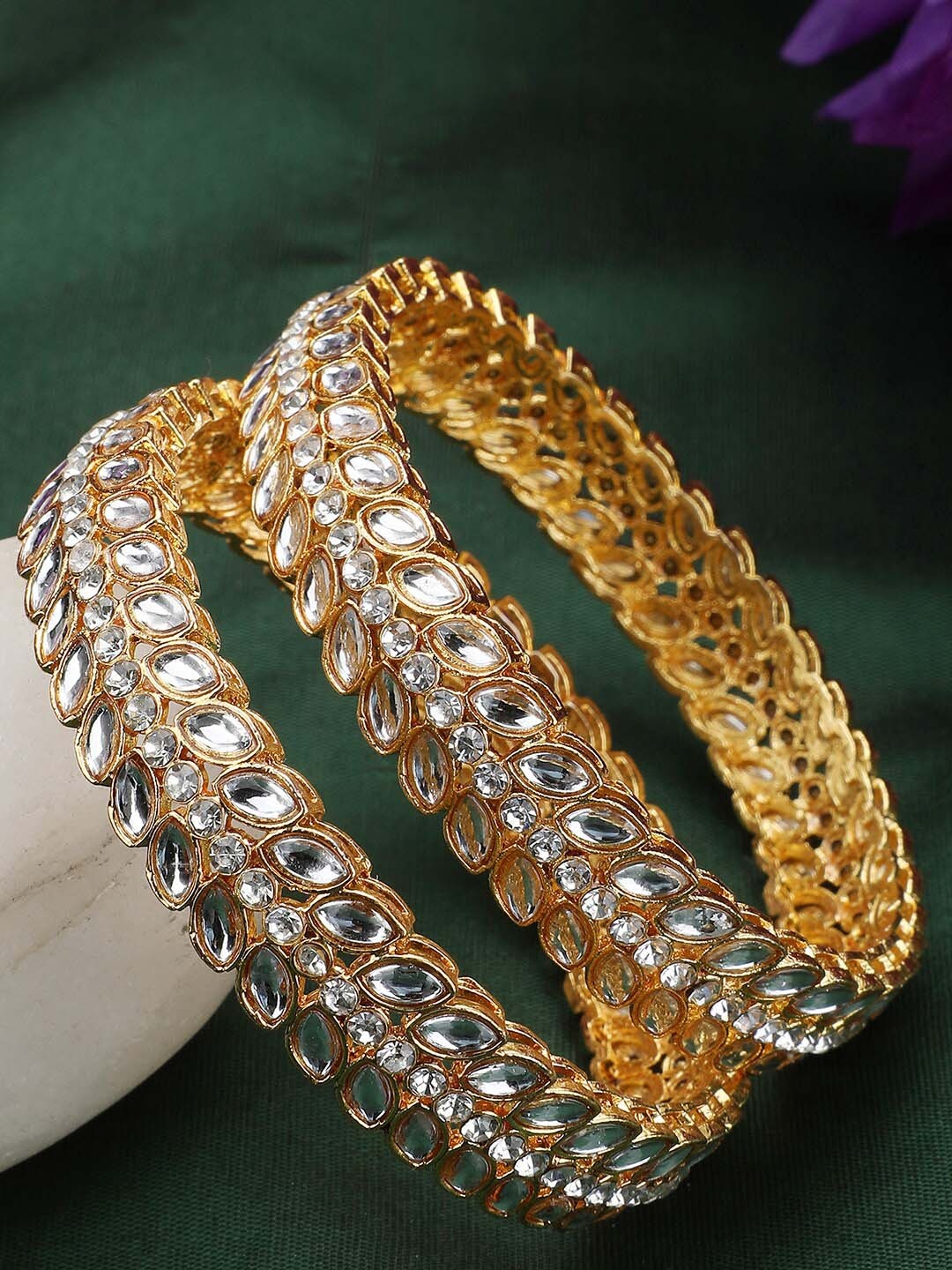 

ANIKAS CREATION Set Of 2 Gold-Plated AD Studded Bangles