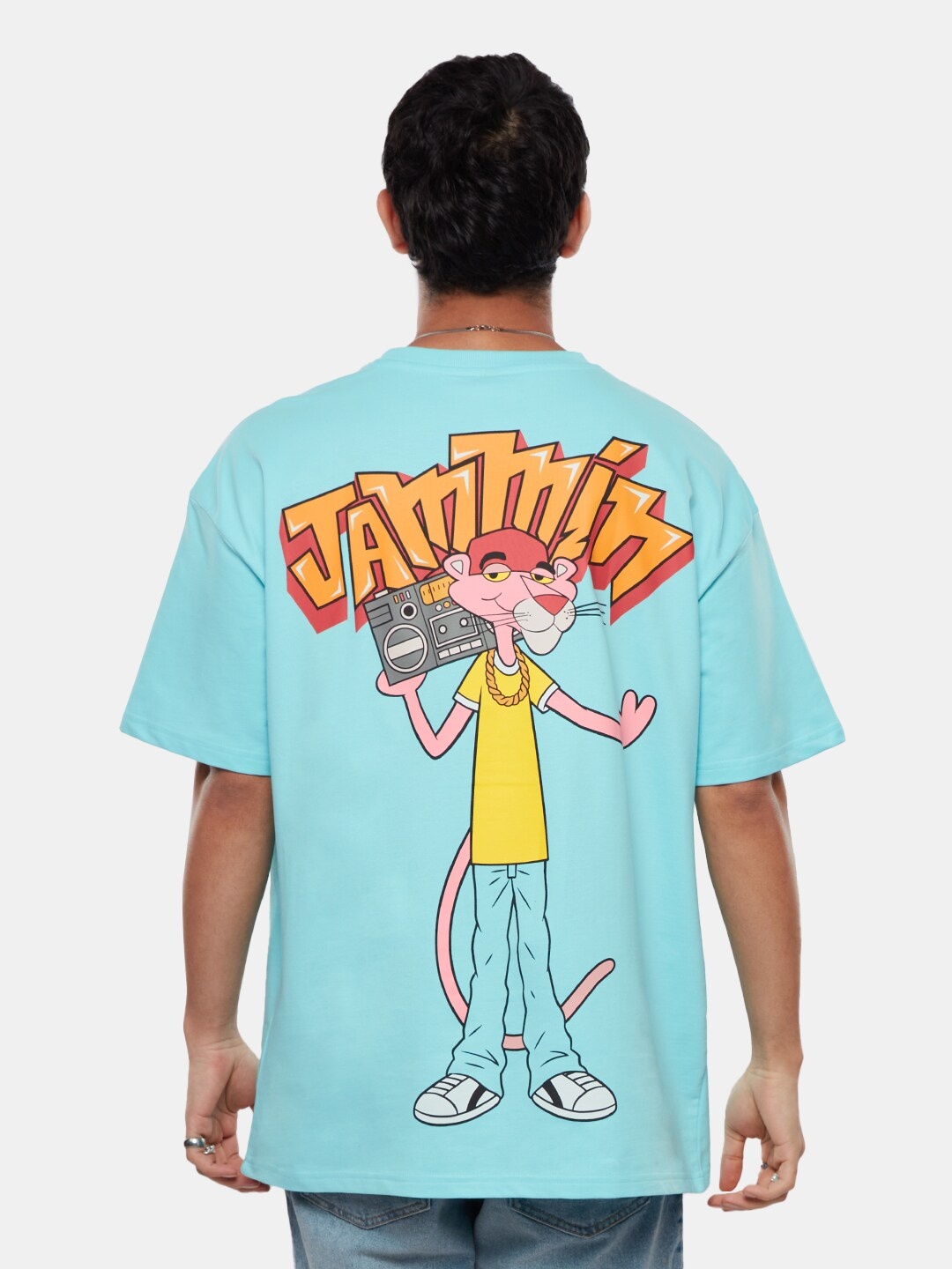 

The Souled Store Blue Pink Panter Oversized Cotton T-shirt