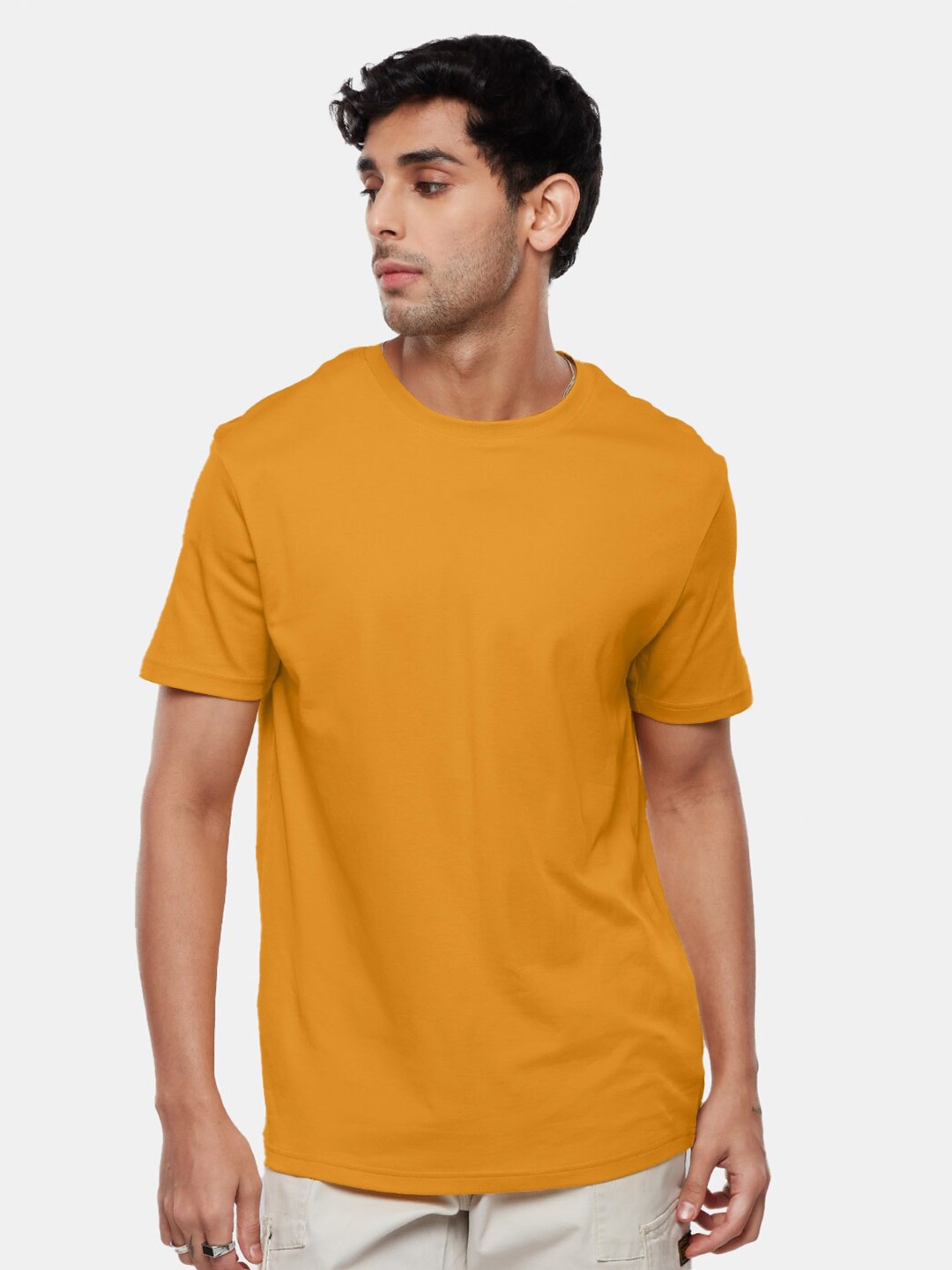 

The Souled Store Yellow Round Neck Pure Cotton Oversized T-shirt