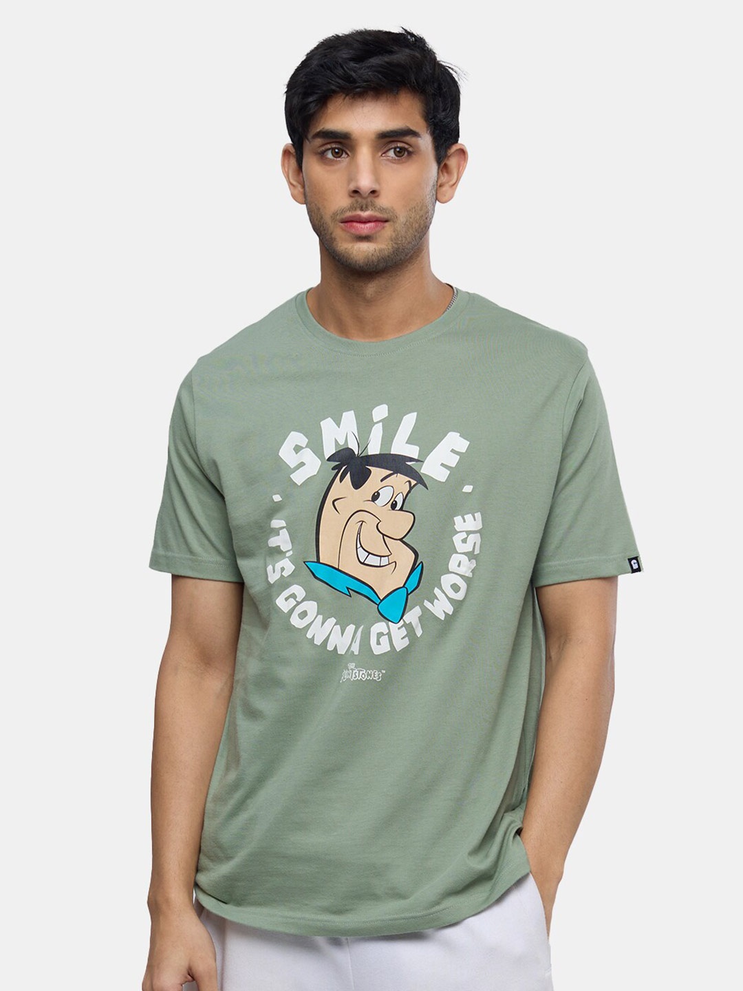 

The Souled Store Green The Flintstones Printed Pure Cotton T-shirt