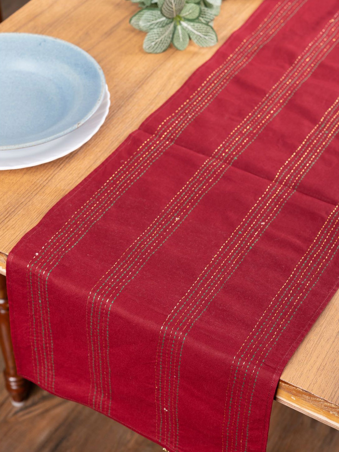 

ArtEastri Maroon Embroidered Pure Cotton Runner