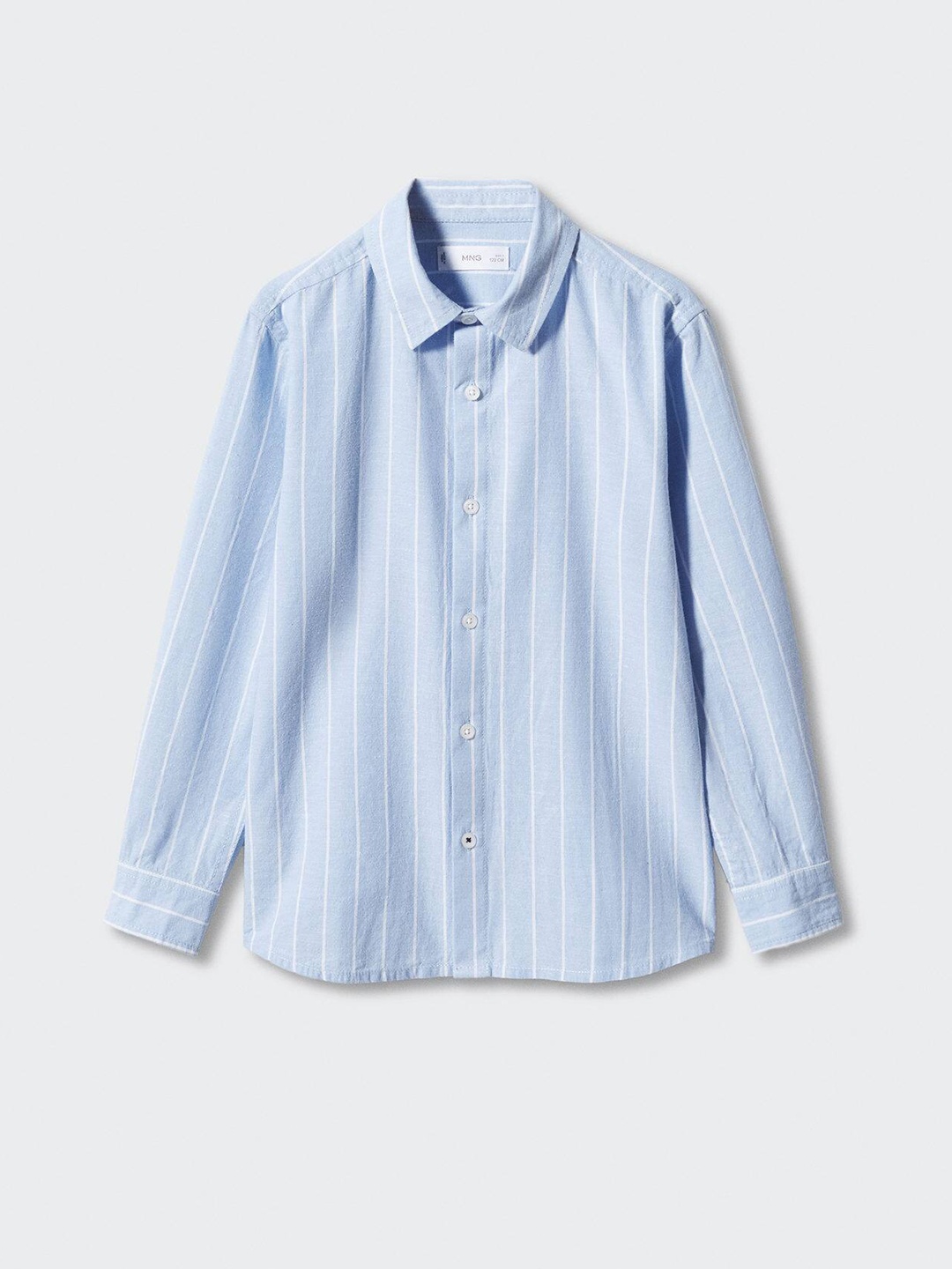 

Mango Kids Boys Vertically Striped Regular Fit Cotton Linen Shirt, Blue