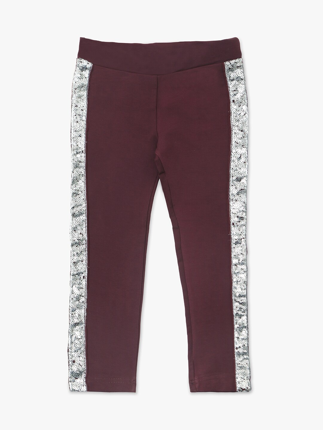

YK Girls Side Sequined Jeggings, Maroon