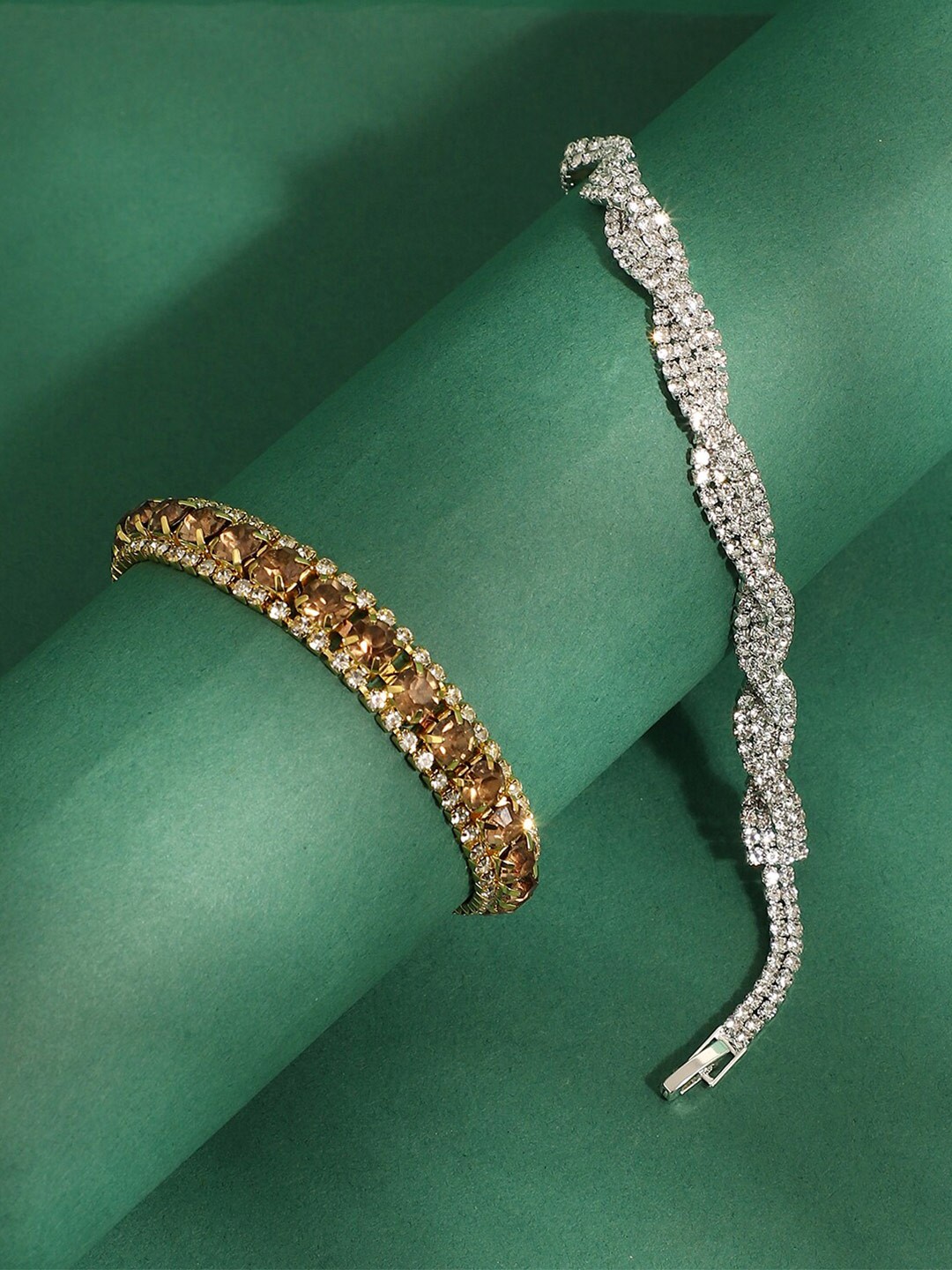 

SOHI Set Of 2 Gold-Plated Link Bracelets