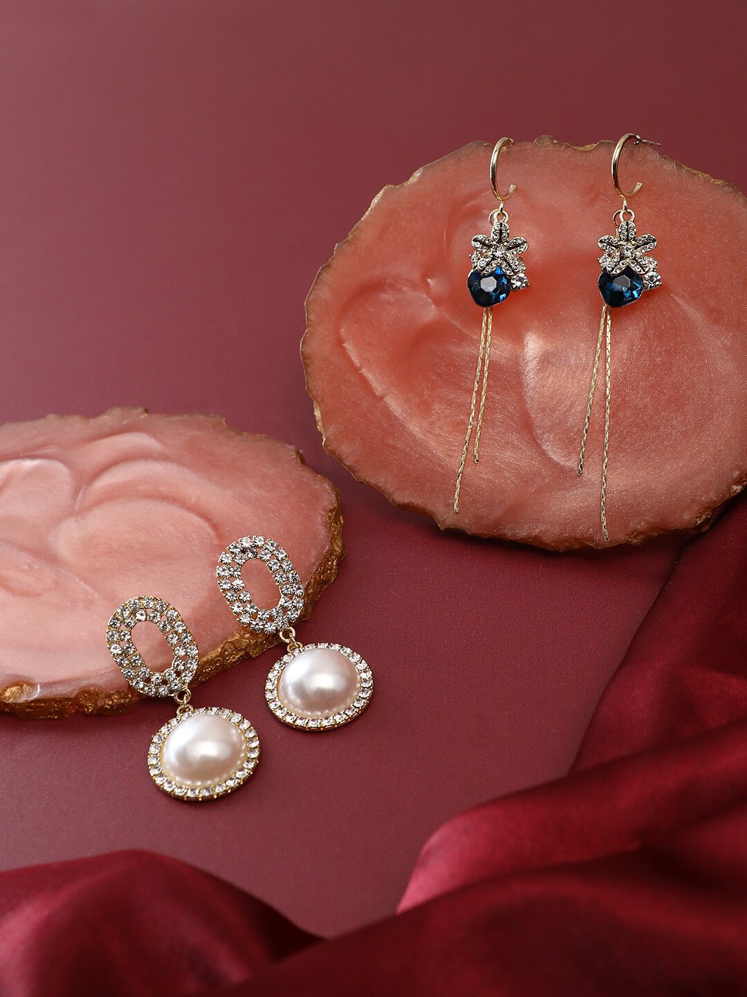 

SOHI 2Pcs Gold-Plated Contemporary Drop Earrings