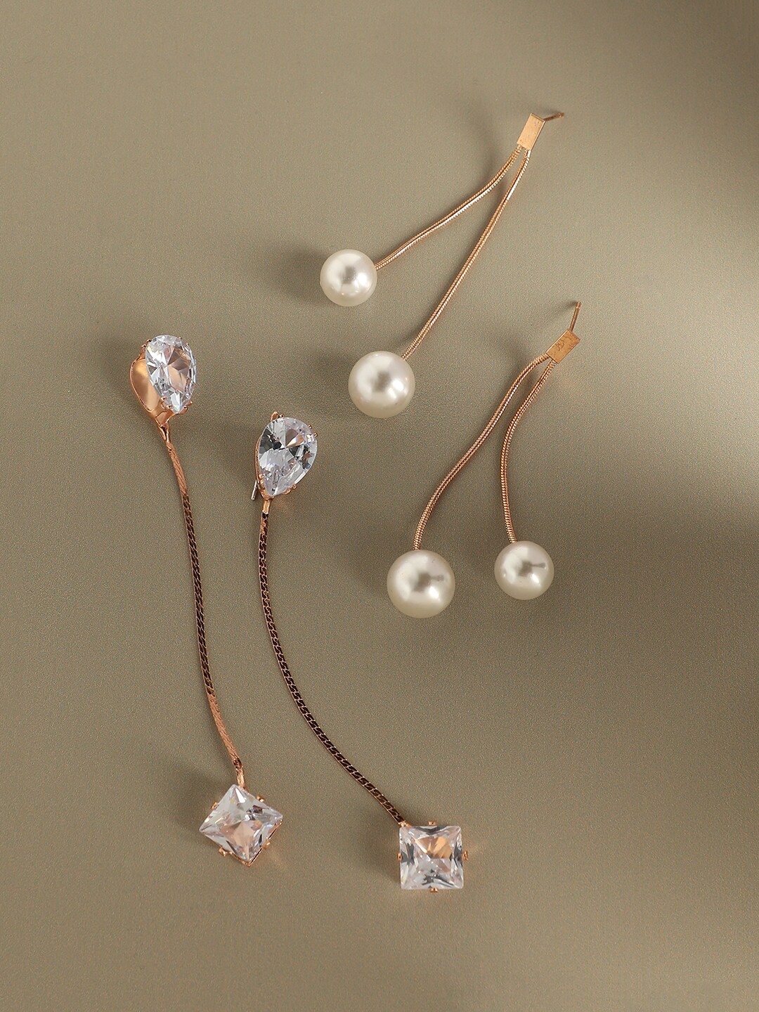 

SOHI Set Of 2 Gold-Plated Contemporary Drop Earrings