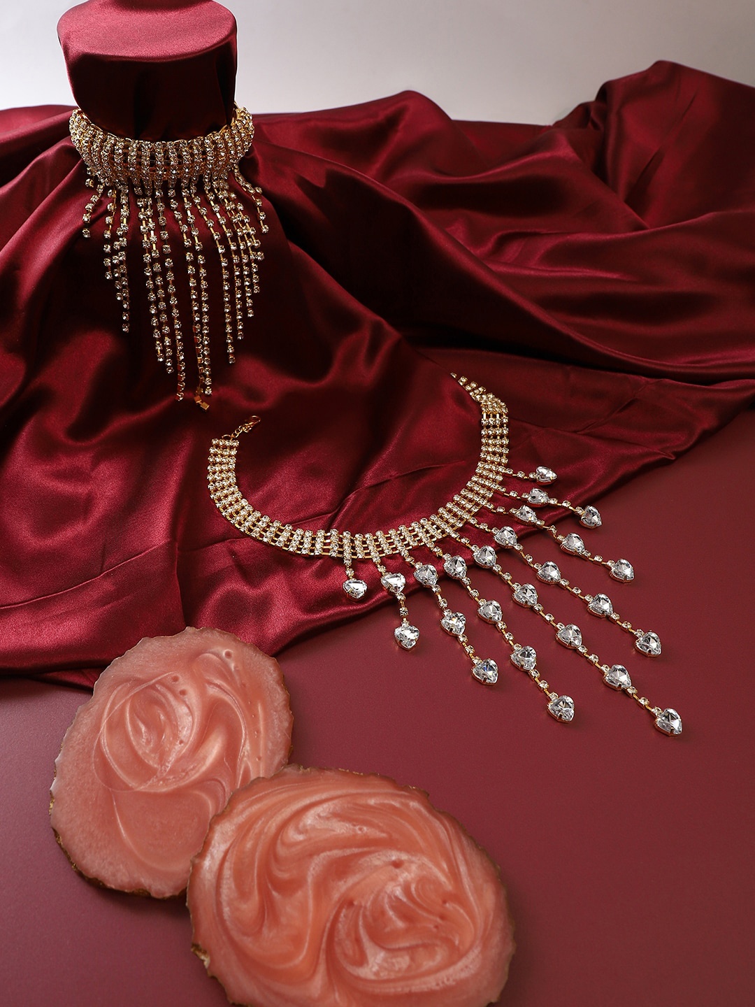 

SOHI Gold-Plated Stone-Sudded Jewellery Set