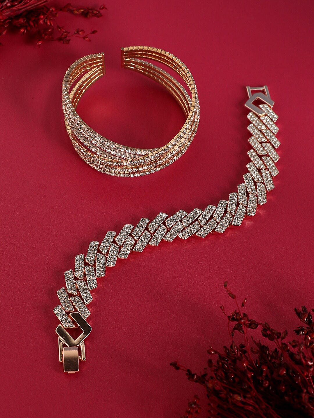

SOHI Set Of 2 Gold-Plated Link Bracelets