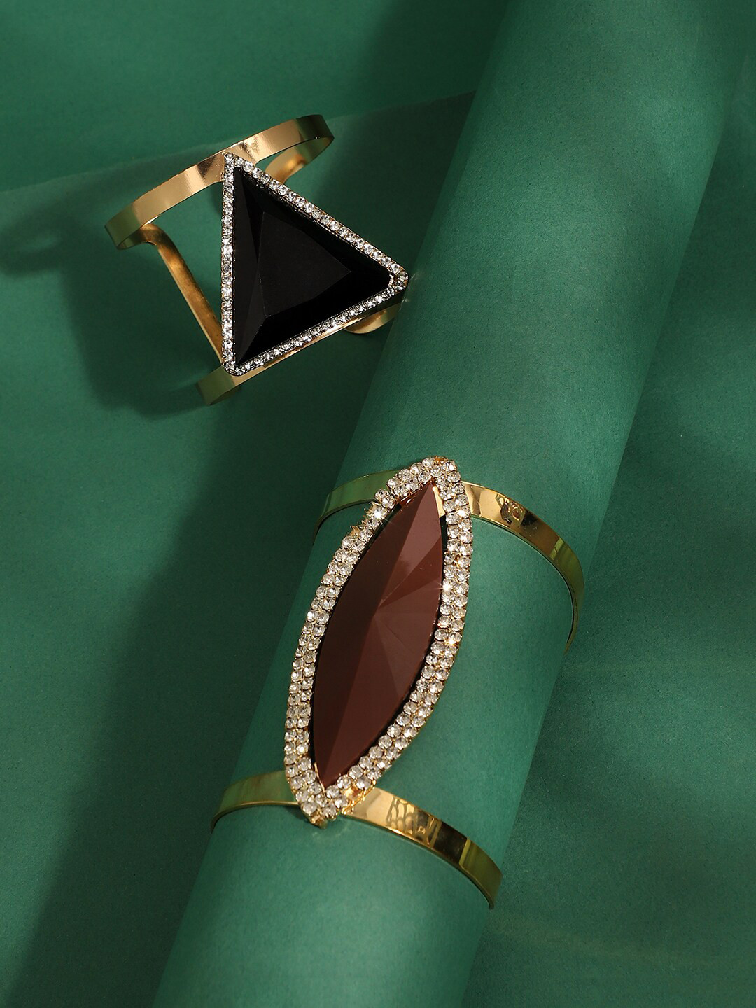 

SOHI Set Of 2 Gold-Plated Cuff Bracelets