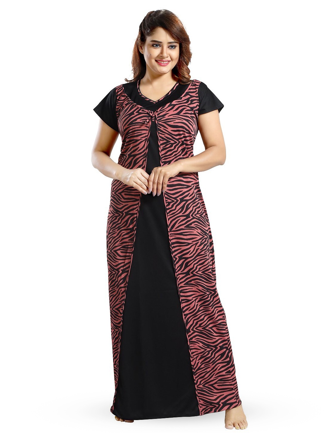 

SHOPPING STATION Abstract Printed Satin Maxi Nightdress, Black