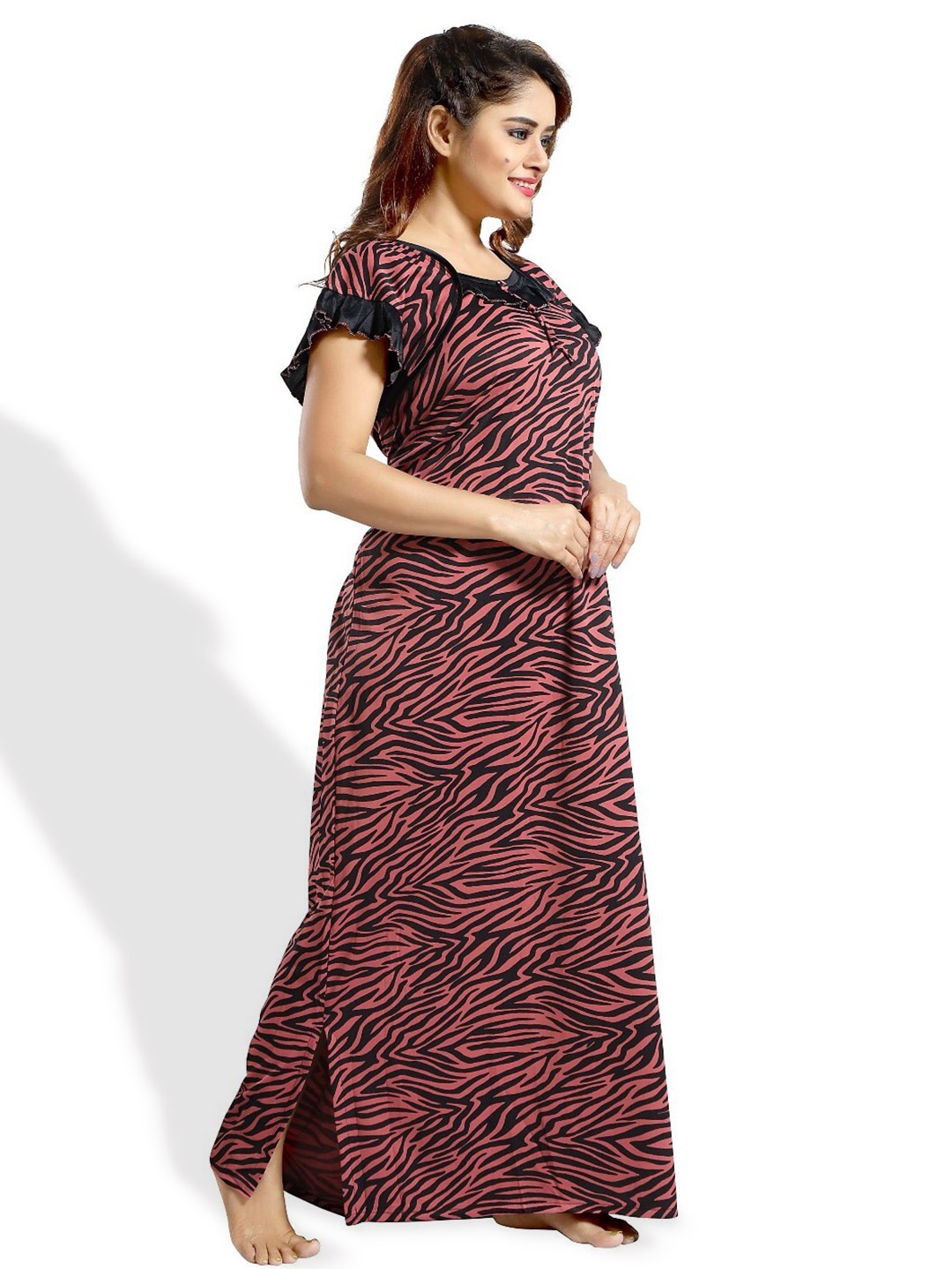 

SHOPPING STATION Abstract Printed Satin Maxi Nightdress, Peach