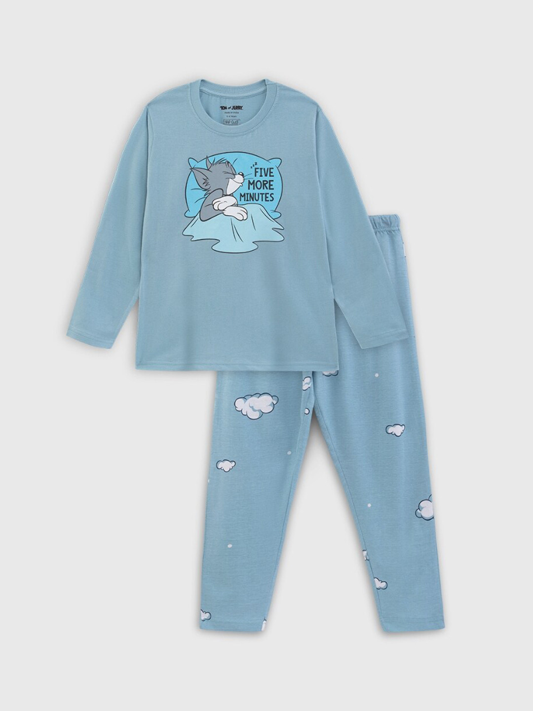 

Nap Chief Kids Tom & Jerry Printed Pure Cotton Night Suit, Blue