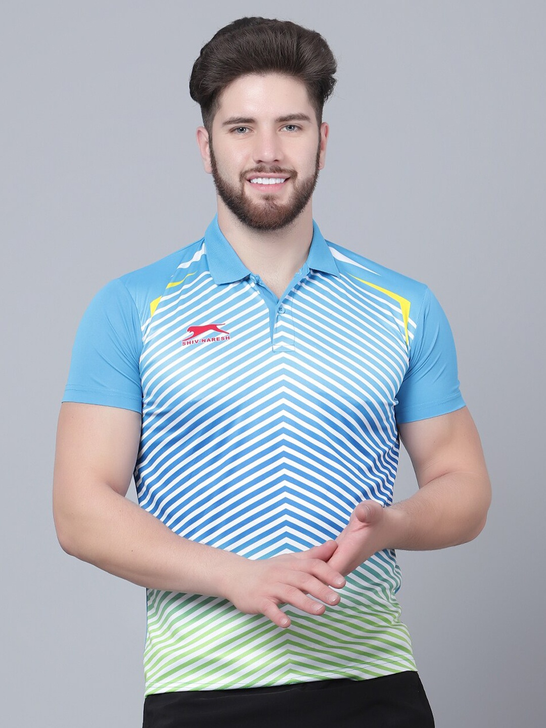 

Shiv Naresh Striped Dri-FIT Polo T-shirt, Blue