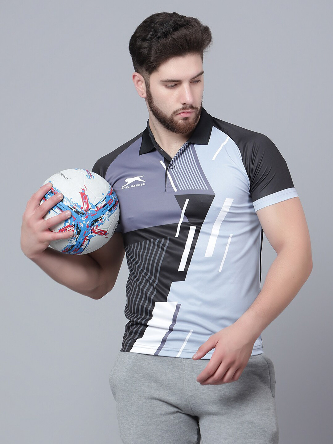 

Shiv Naresh Abstract Printed Polo T-shirt, Black