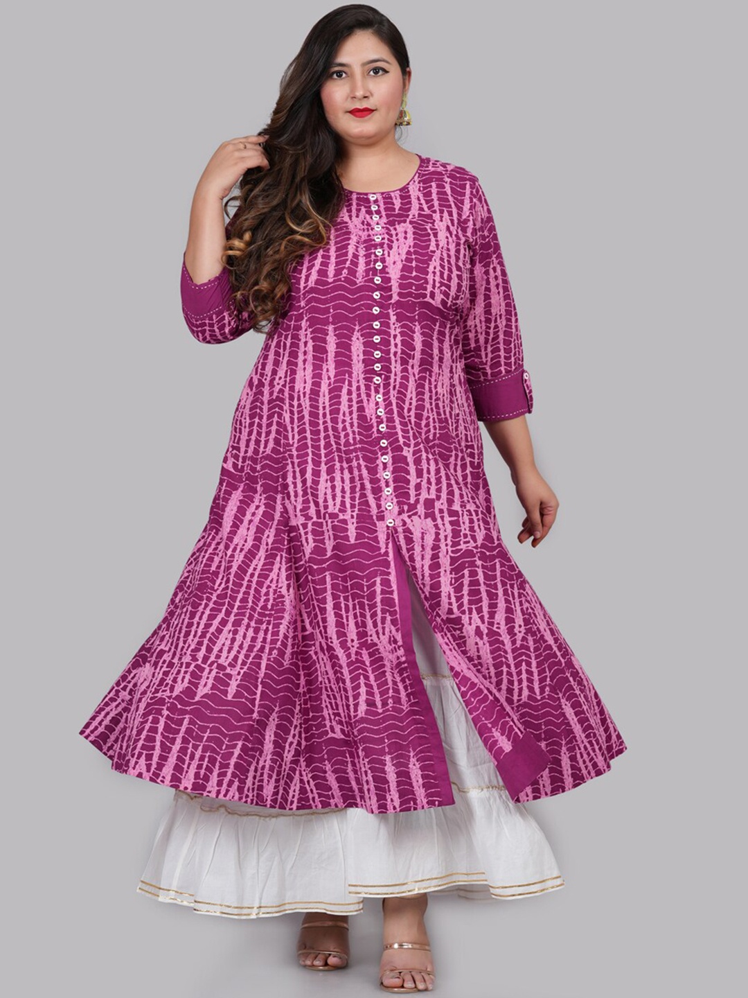 

YASH GALLERY Women Purple Printed Sequinned Anarkali Kurta
