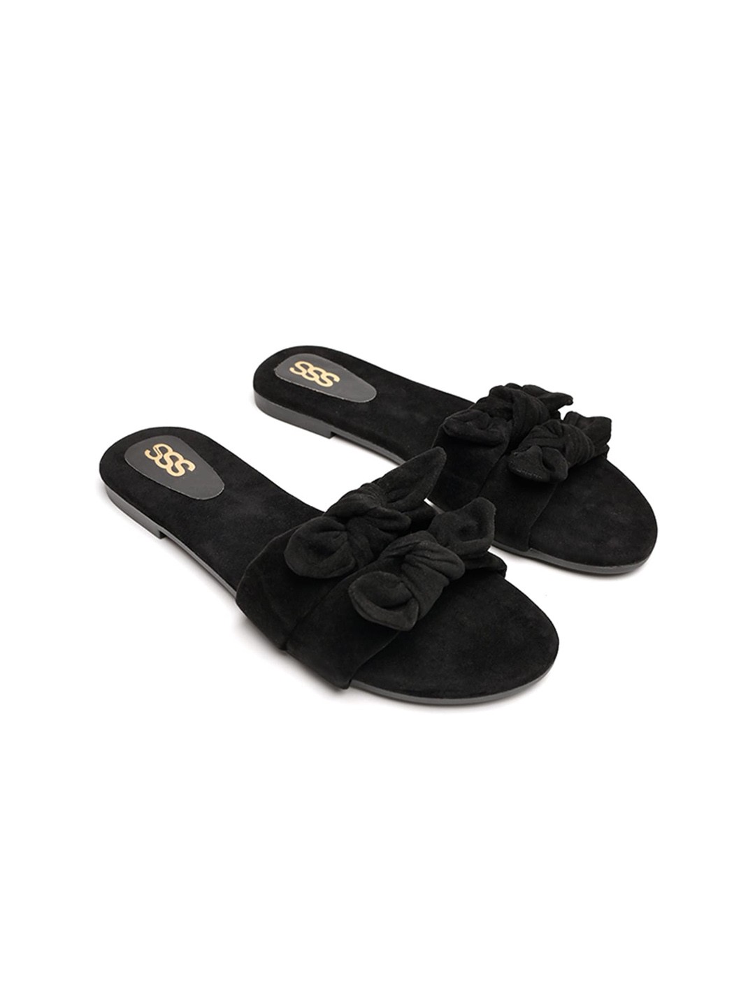 

Street Style Store Bow Embellished Open Toe Flats, Black