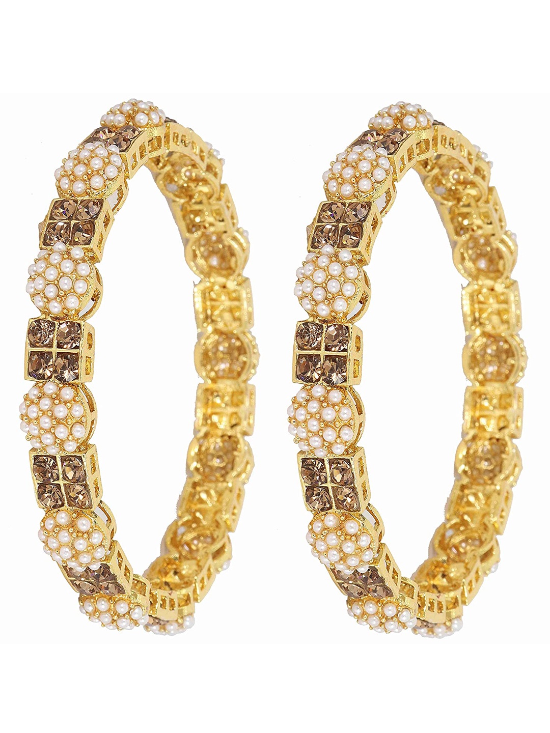 

NMII Set Of 2 Zircon Studded Kada Bangles, Gold