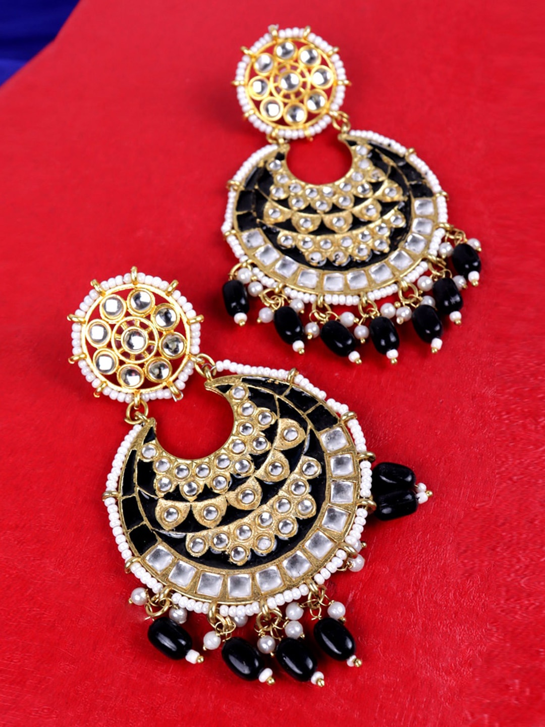 

VAGHBHATT Crescent Shaped Kundan Chandbalis Earrings, Gold