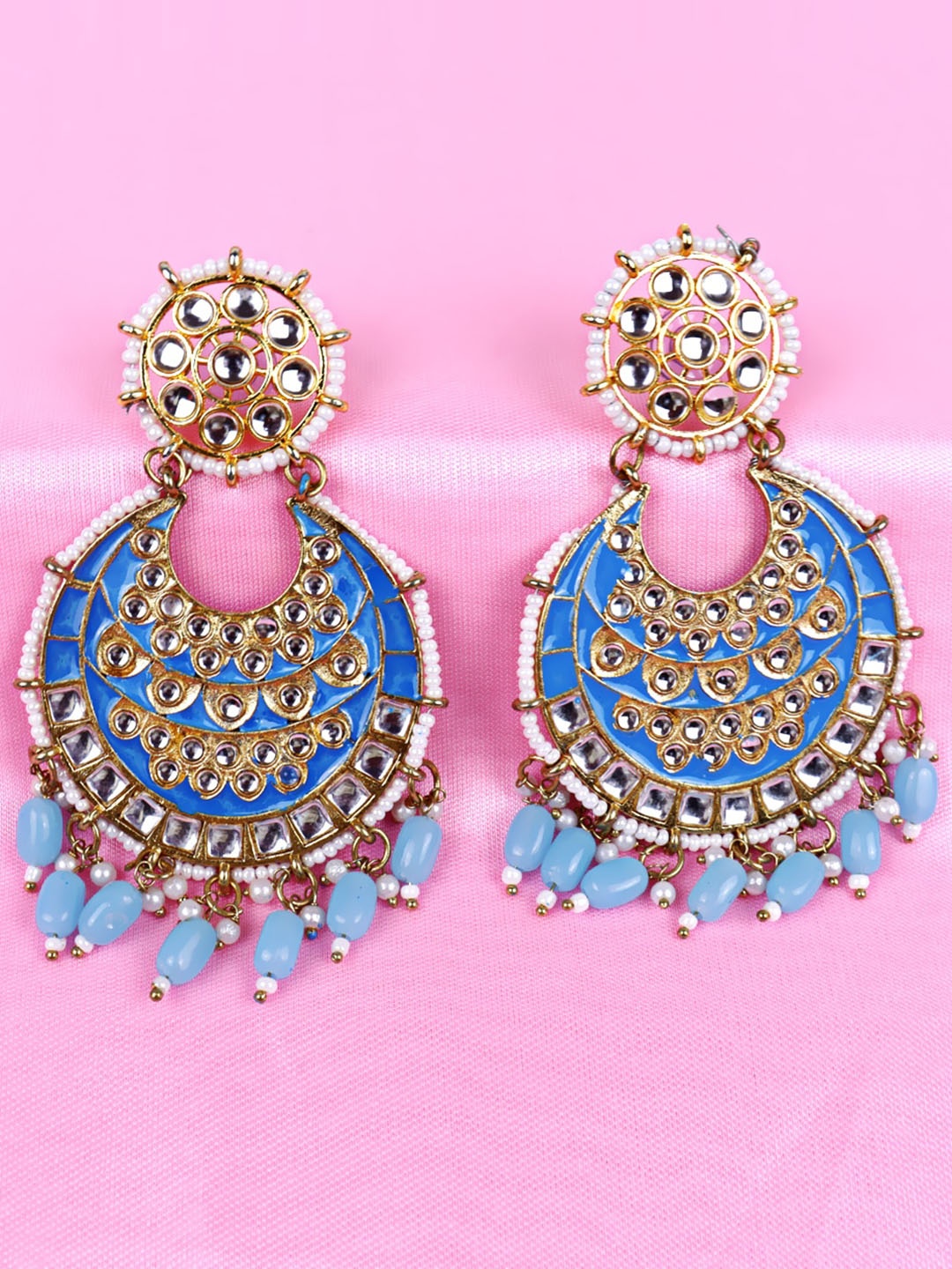 

VAGHBHATT Crescent Shaped Kundan Chandbalis Earrings, Gold