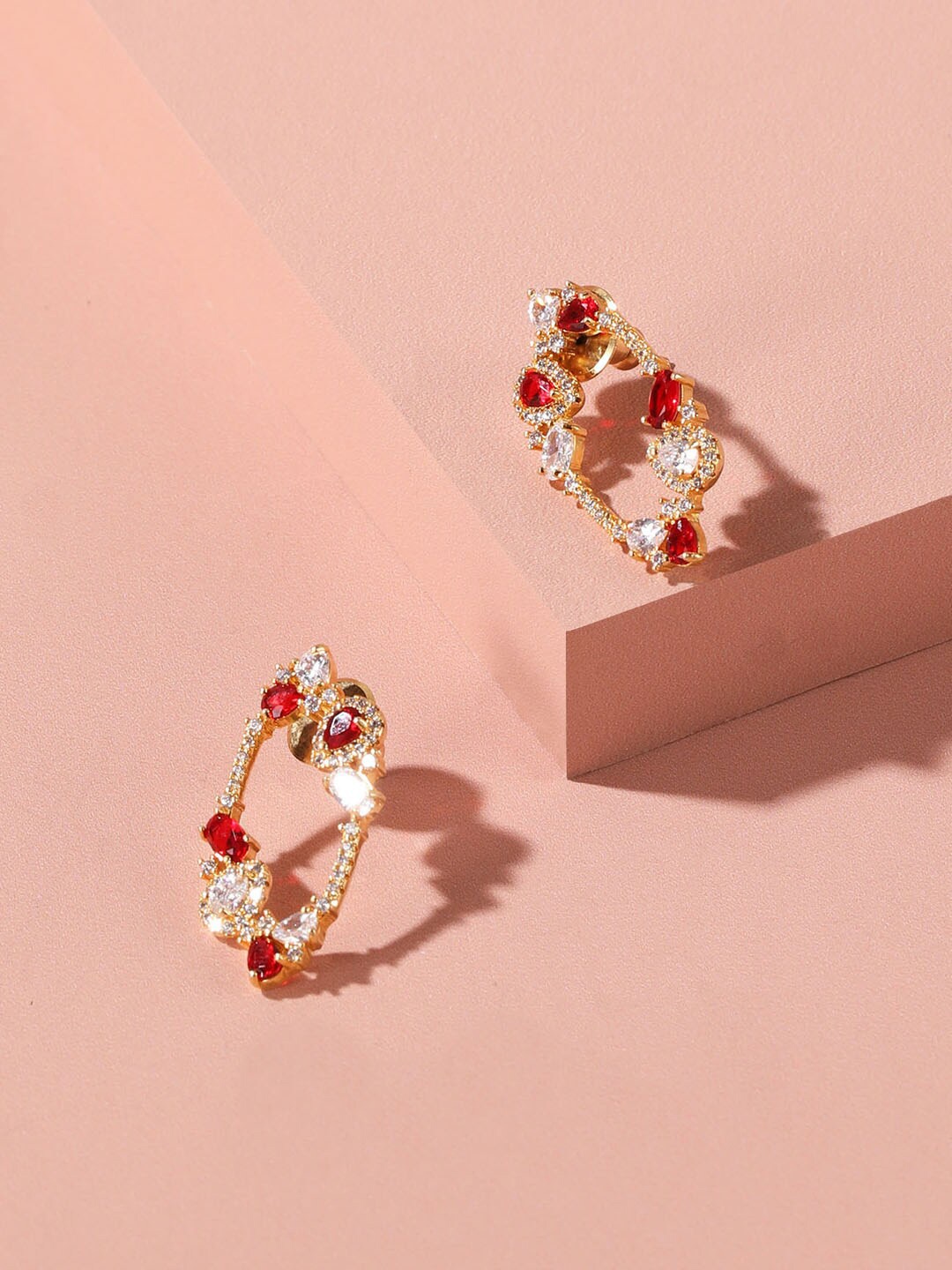 

XPNSV Gold-Plated Contemporary Gemstone Stud Earrings