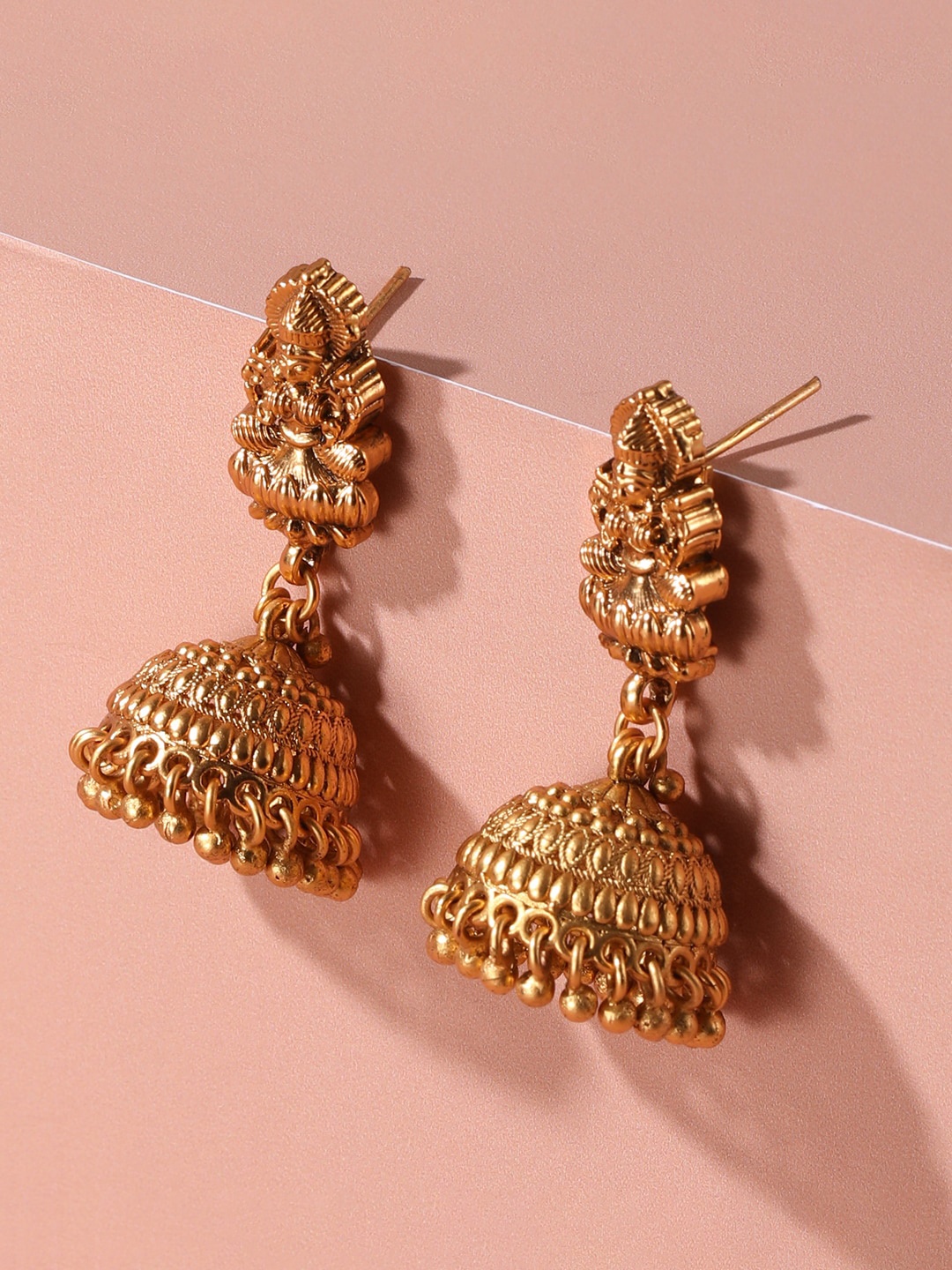 

XPNSV Gold-Plated Dome Shaped Temple Jhumkas