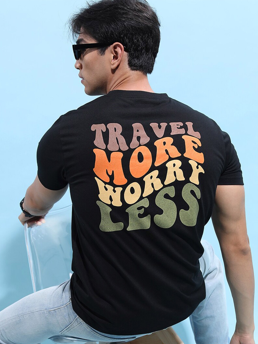 

HIGHLANDER Black Typography Printed Round Neck T-Shirt