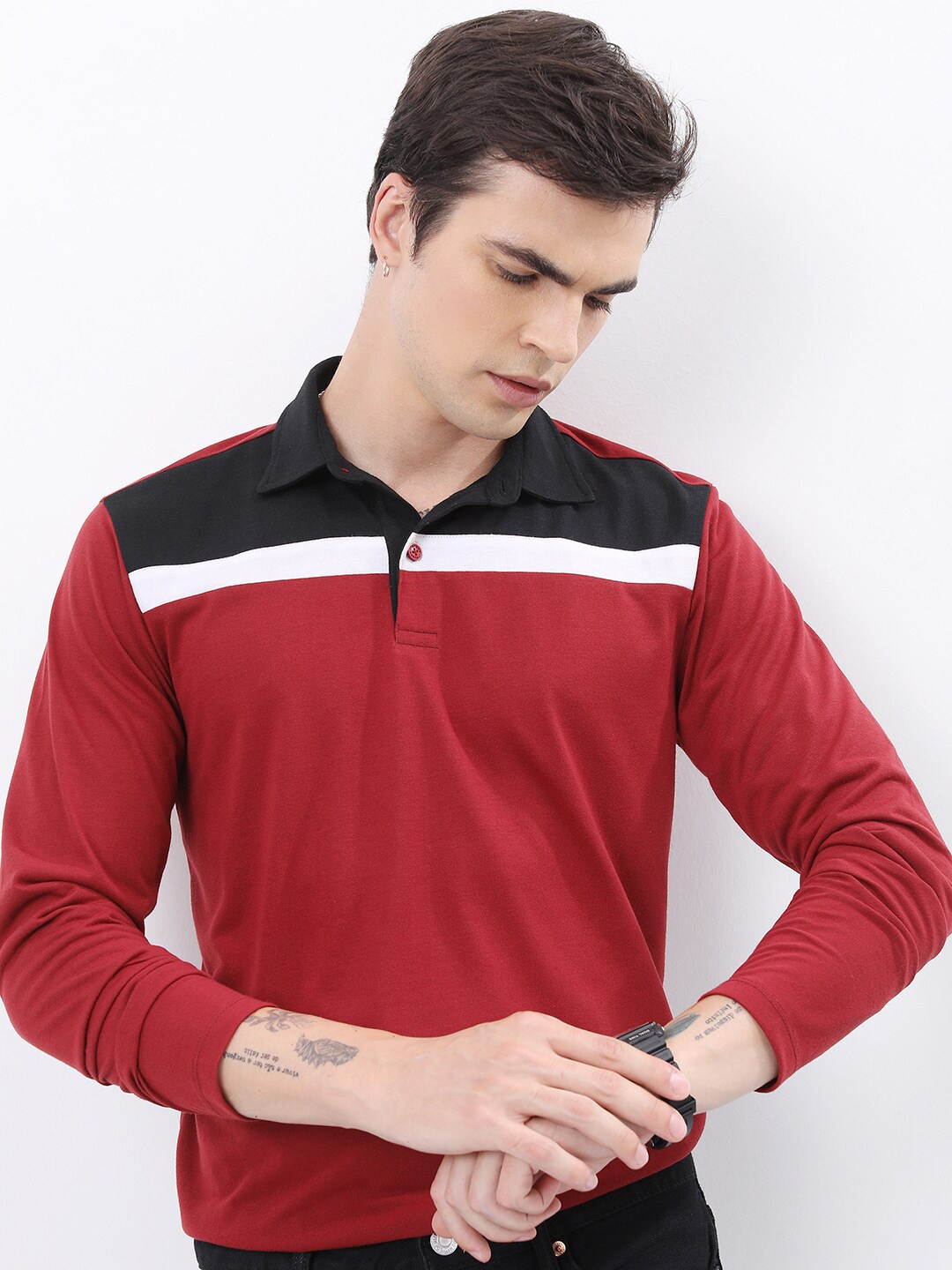 

HIGHLANDER Polo Collar Long Sleeves T-shirt, Maroon