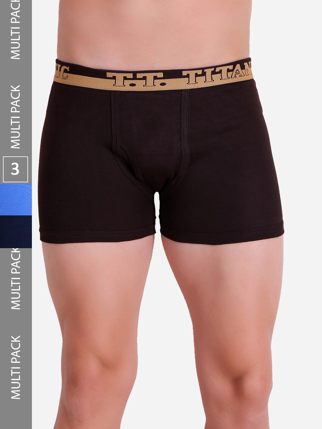 

T.T. Men Pack Of 3 Titanic ICD Pure Cotton Long Trunks TIT_ICD_P3_NSB_105, Navy blue