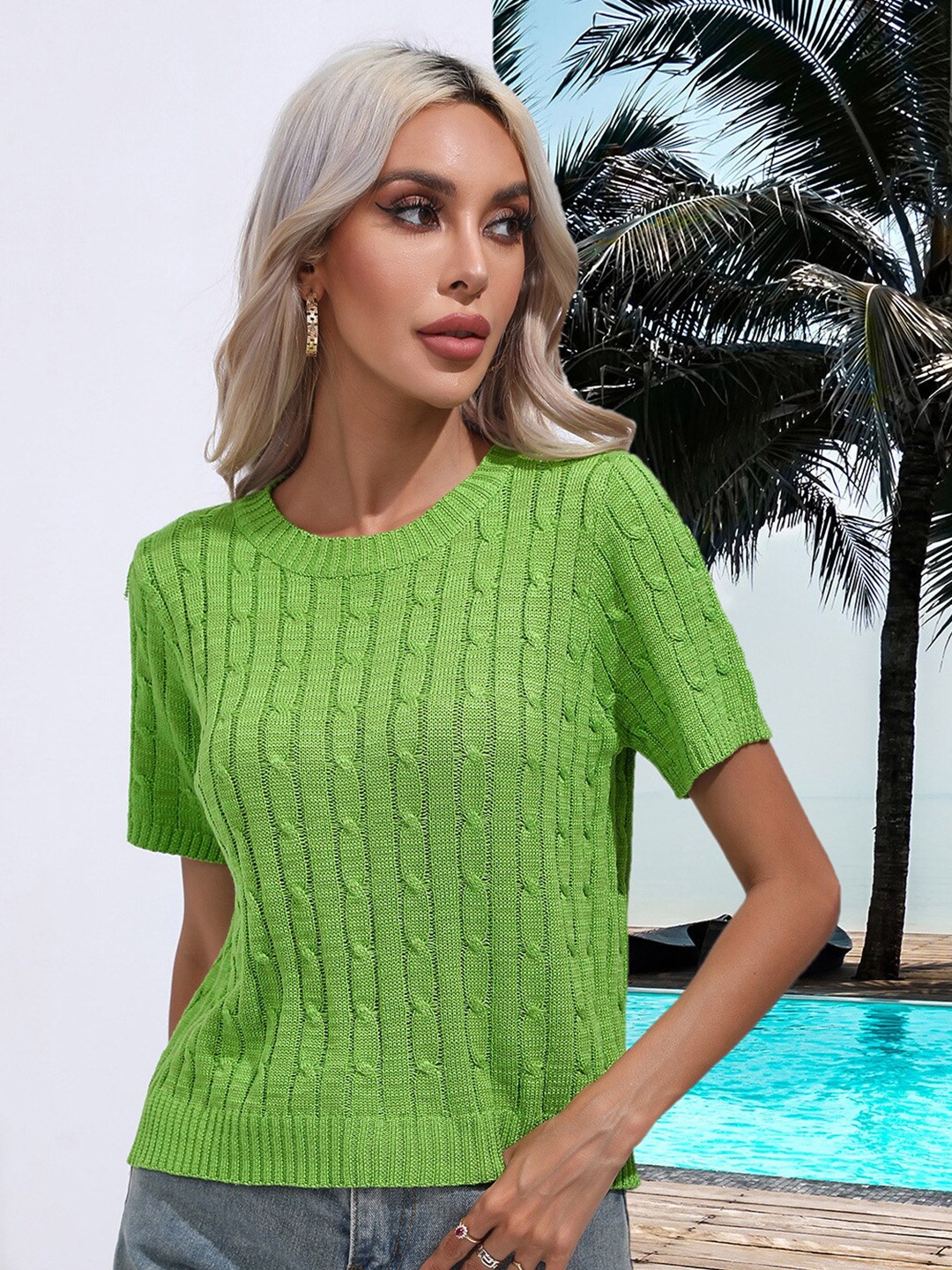 

BoStreet Green Self Design Regular Top