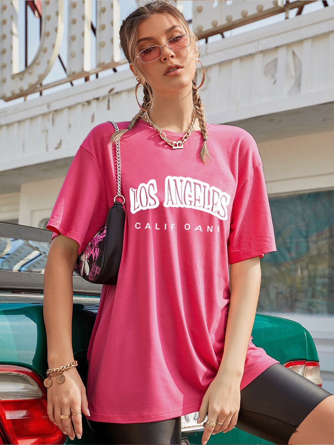 

StyleCast Pink Typography Print Round Neck Tshirt