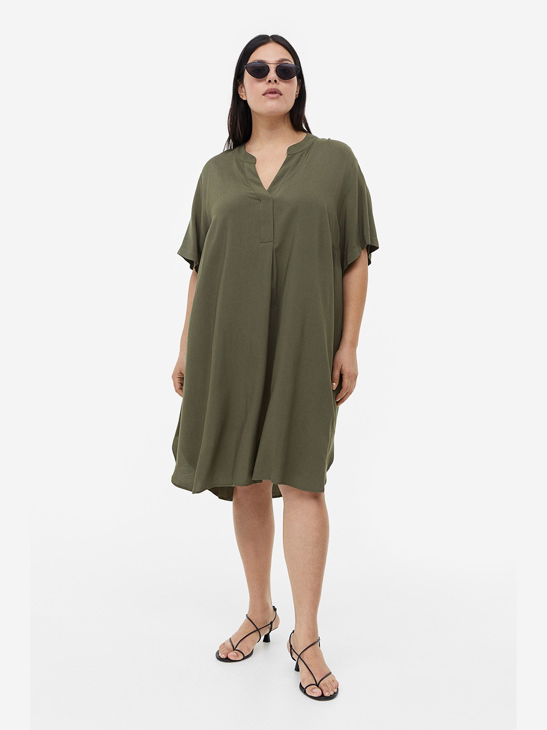 

H&M V-Neck Dress, Olive