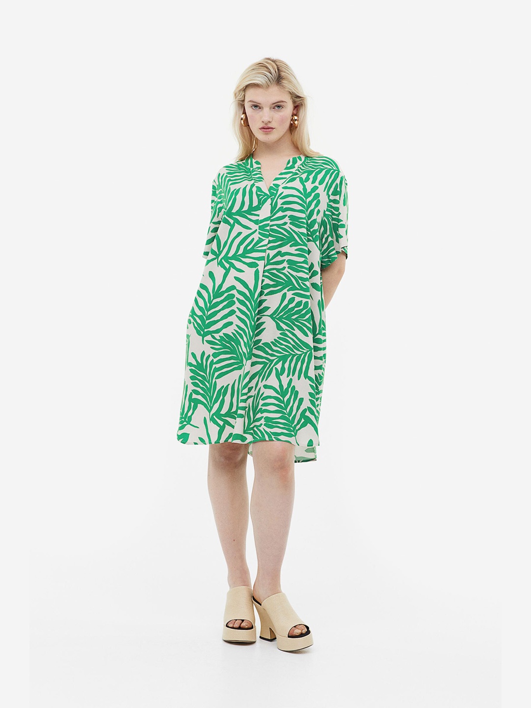 

H&M Women V-Neck Dress, Green