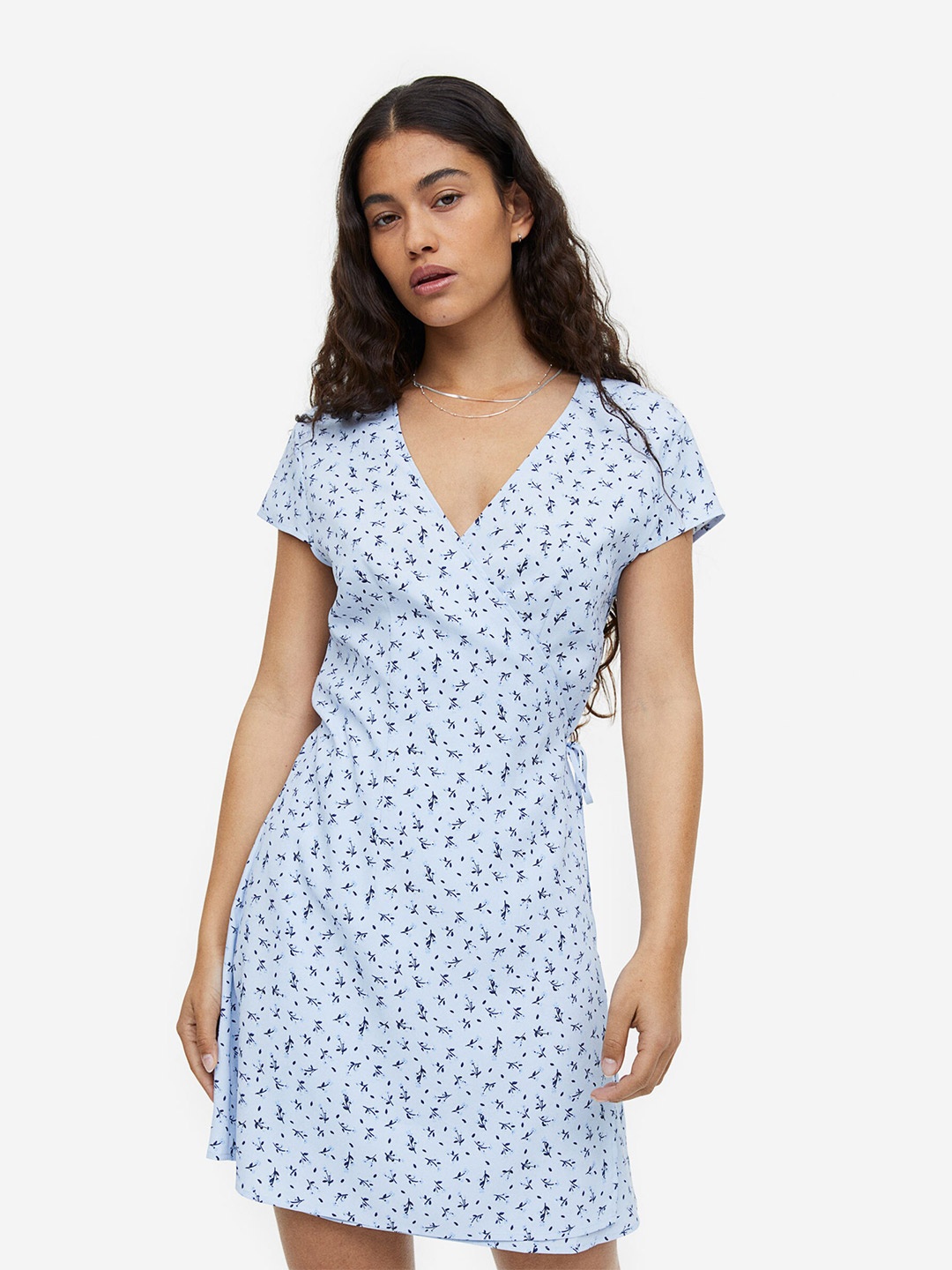 

H&M Crepe Wrap Dress, Blue