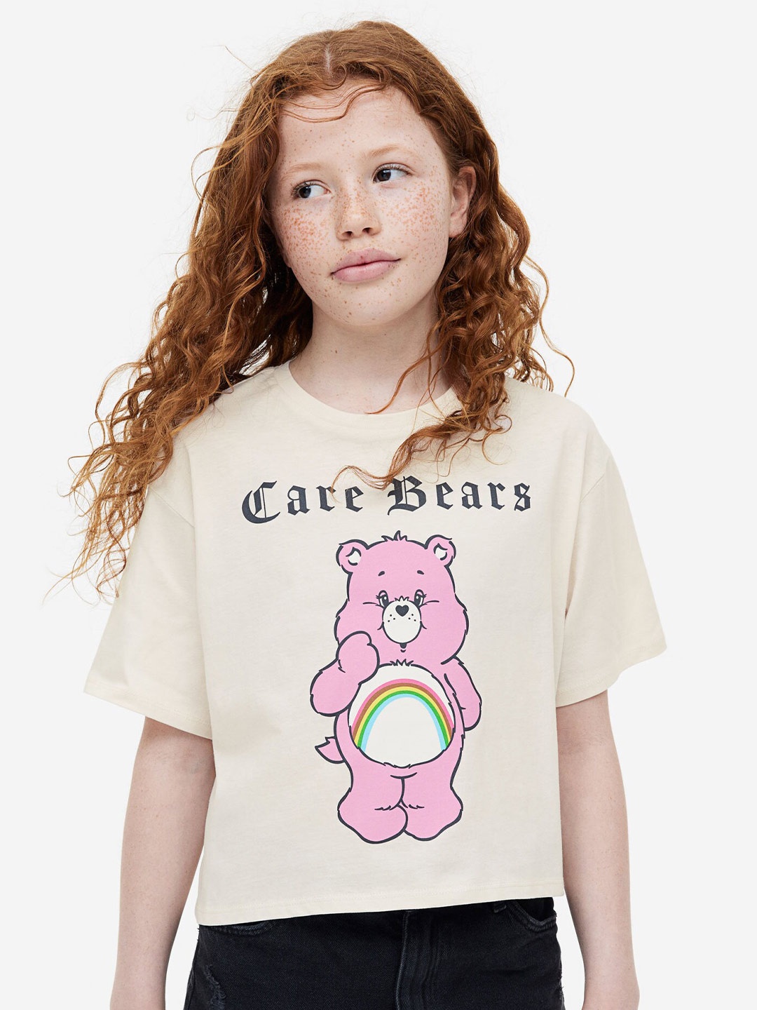 

H&M Girls Oversized Printed T-shirt, Beige
