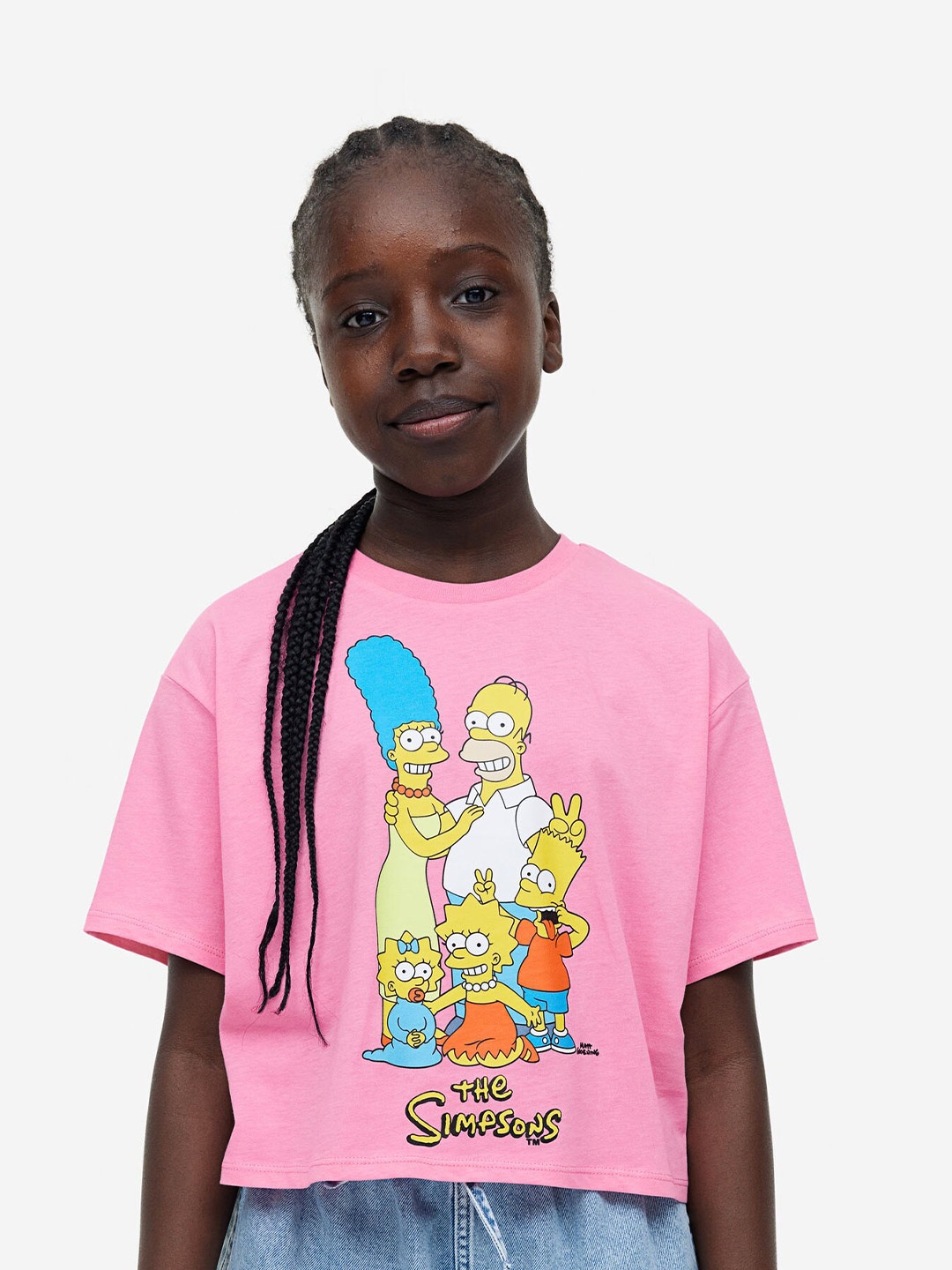 

H&M Girls Oversized The Simpsons Printed Cotton T-shirt, Pink
