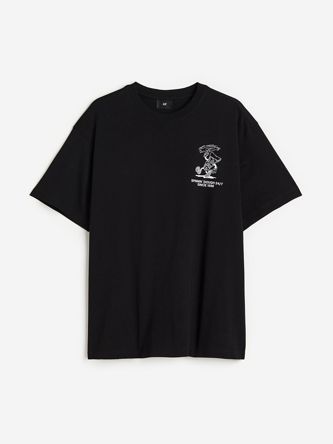 

H&M Men Relaxed Fit Printed Cotton T-shirt, Black