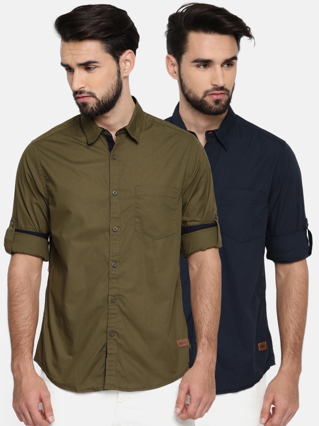 

Roadster Pack of 2 Regular Fit Shirt, Navy blue