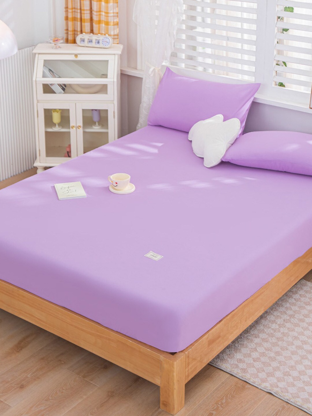 

JC Collection Purple 150 TC Queen Bedsheet With 2 Pillow Covers