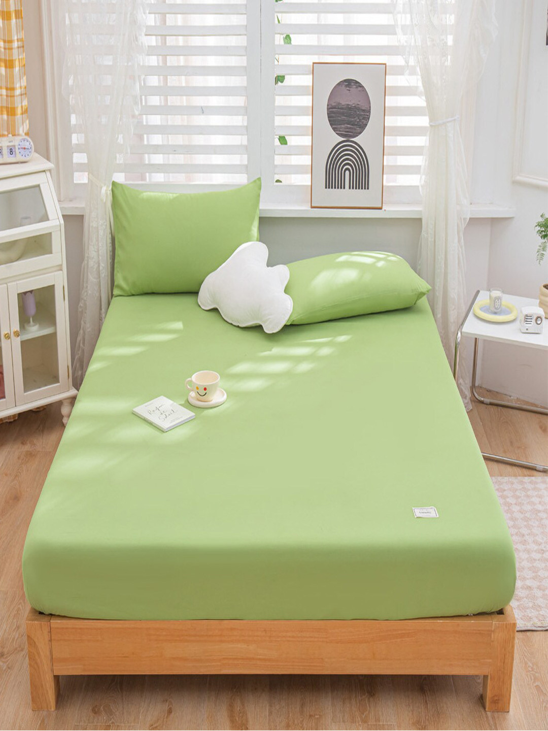 

JC Collection Green 150 TC Fitted Single Bedsheet & Pillow Cover