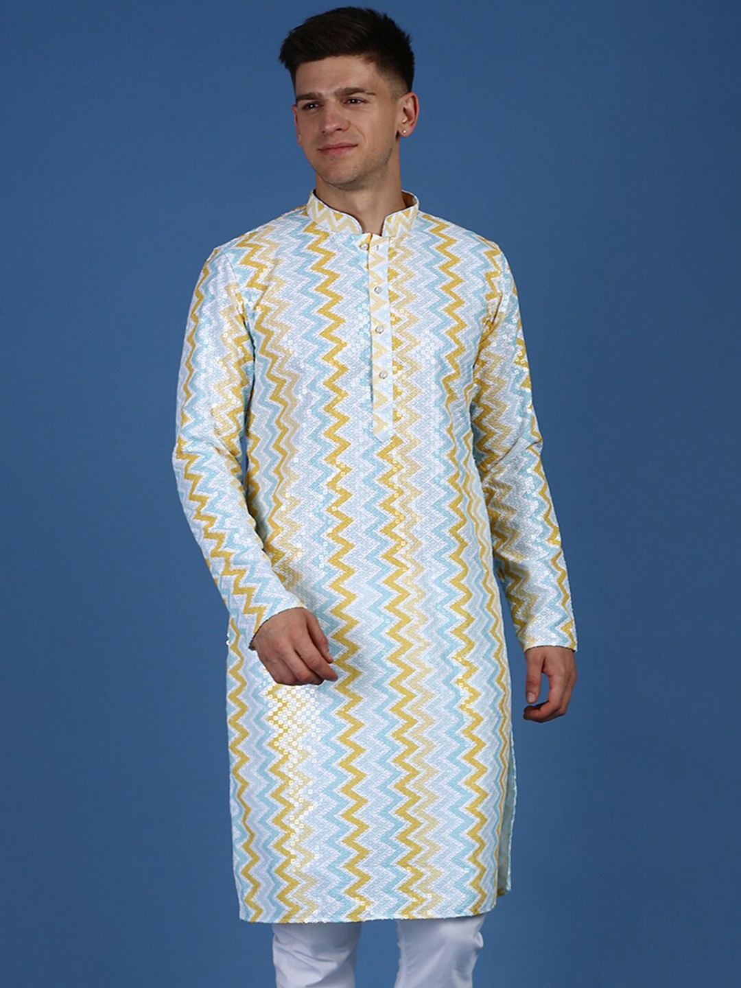 

Sanwara Sequin Chikankari Cotton Kurta, Blue