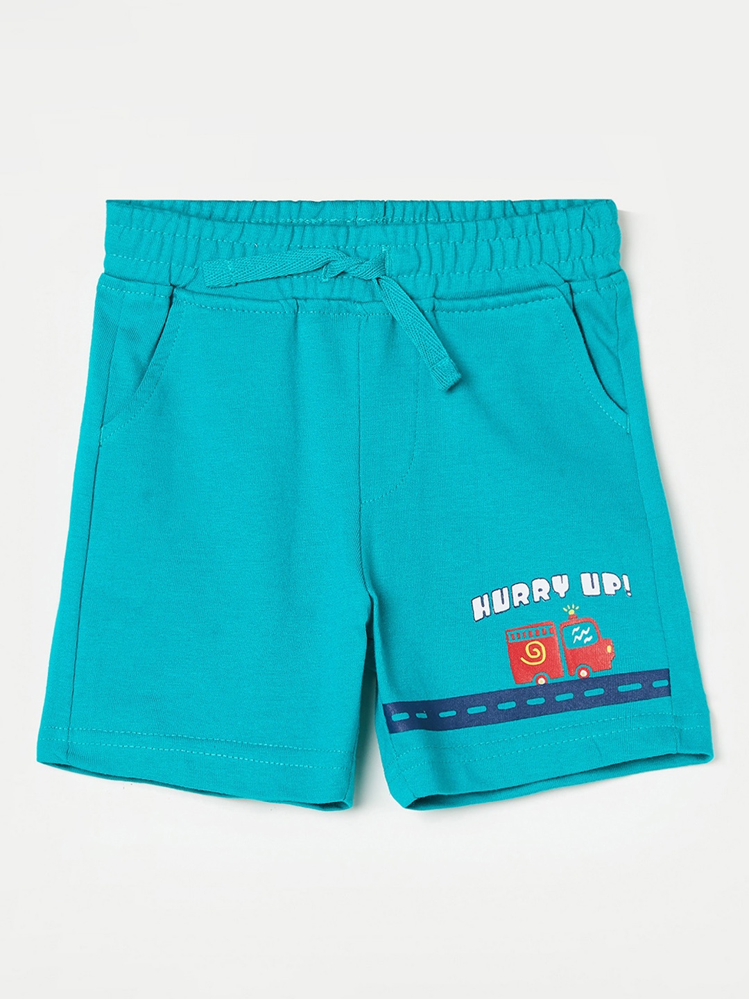 

Juniors by Lifestyle Boys Graphic Printed Slim Fit Pure Cotton Shorts, Turquoise blue