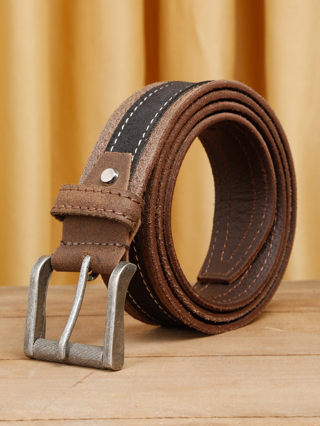 

Teakwood Leathers Men Leather Tang Belt, Black