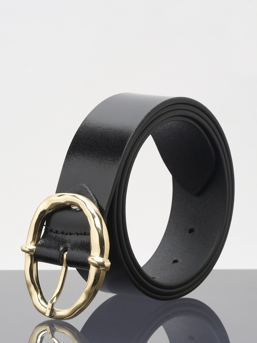 

Teakwood Leathers Women Leather Tang Belt, Black