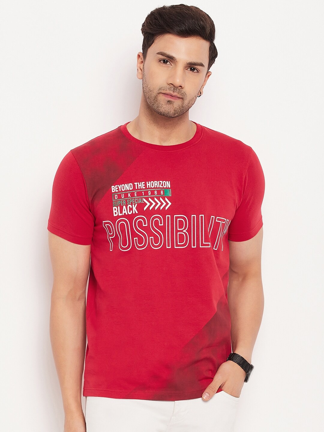 

Duke Typography Printed Cotton Slim Fit T-shirt, Red