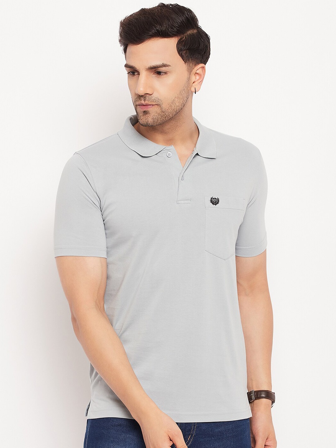 

Duke Polo Collar Cotton T-shirt, Grey