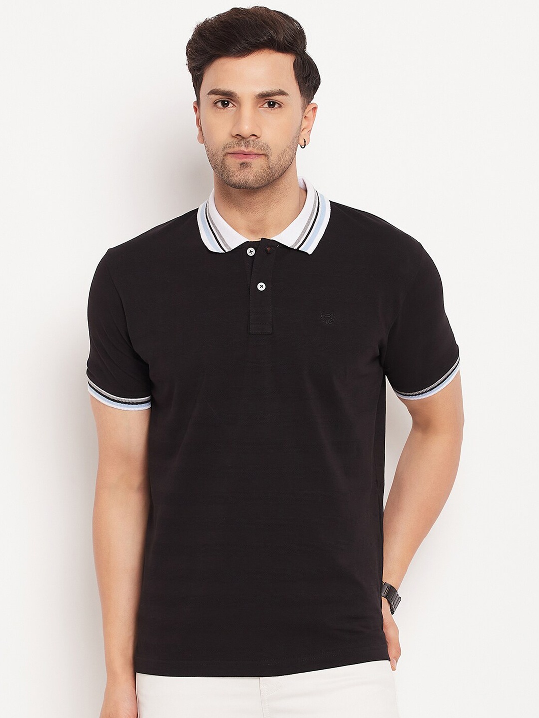 

Duke Polo Collar Cotton Slim Fit T-shirt, Black